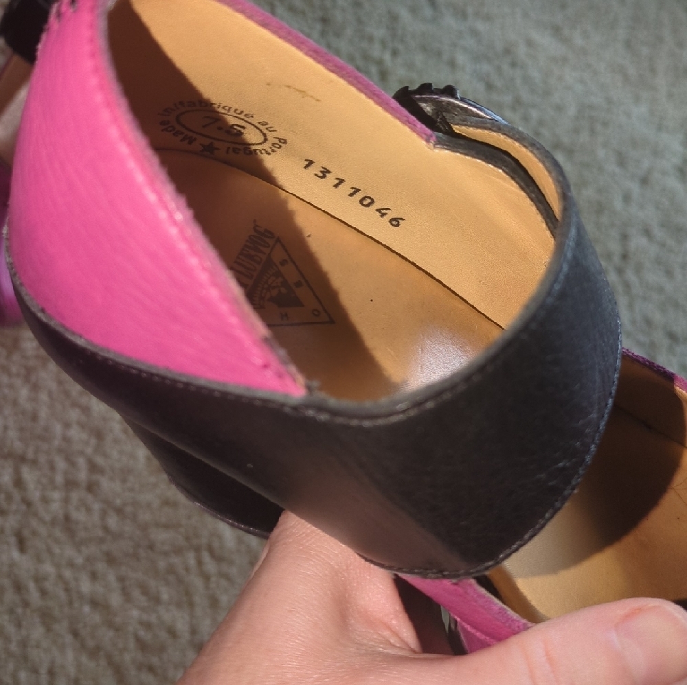John Fleuvog Pink & Black Heels With Buckle Strap Size 7.5 - Picture 3 of 16